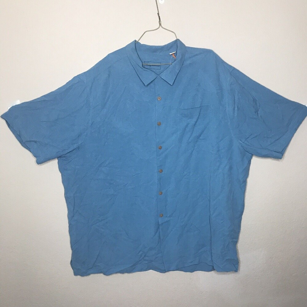 NWT Tommy Bahama Big & Tall Fountain Blue Rio Fronds Shirt Size 3XT 100% Silk